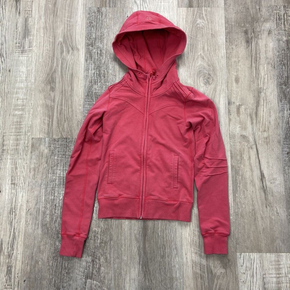 Lululemon Womens Pink Sz 2 Zip Up Fitted Hoodie‎ Stretch